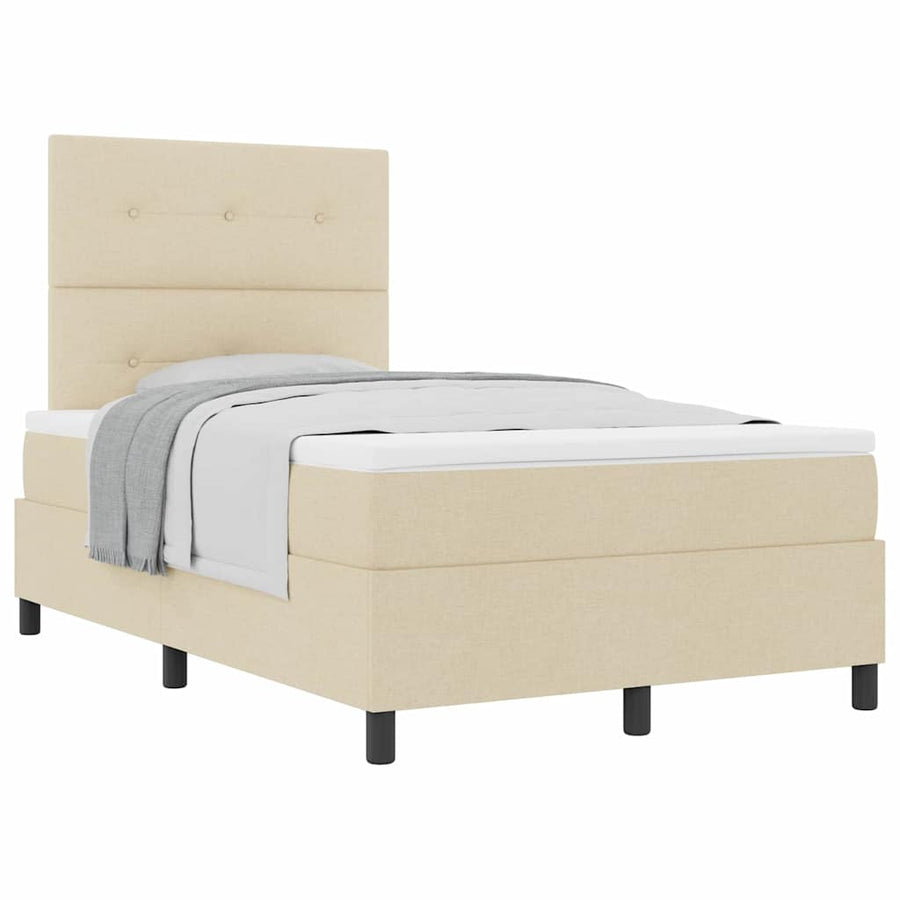 Boxspring bed met matras met hoofdeinde Crème 120 x 190 cm Stof