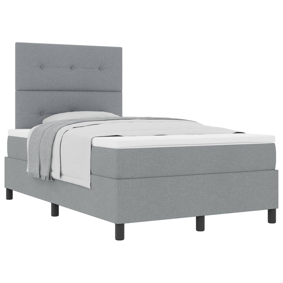 Boxspringbed met hoofdeinde Lichtgrijs 120 x 200 cm Stof