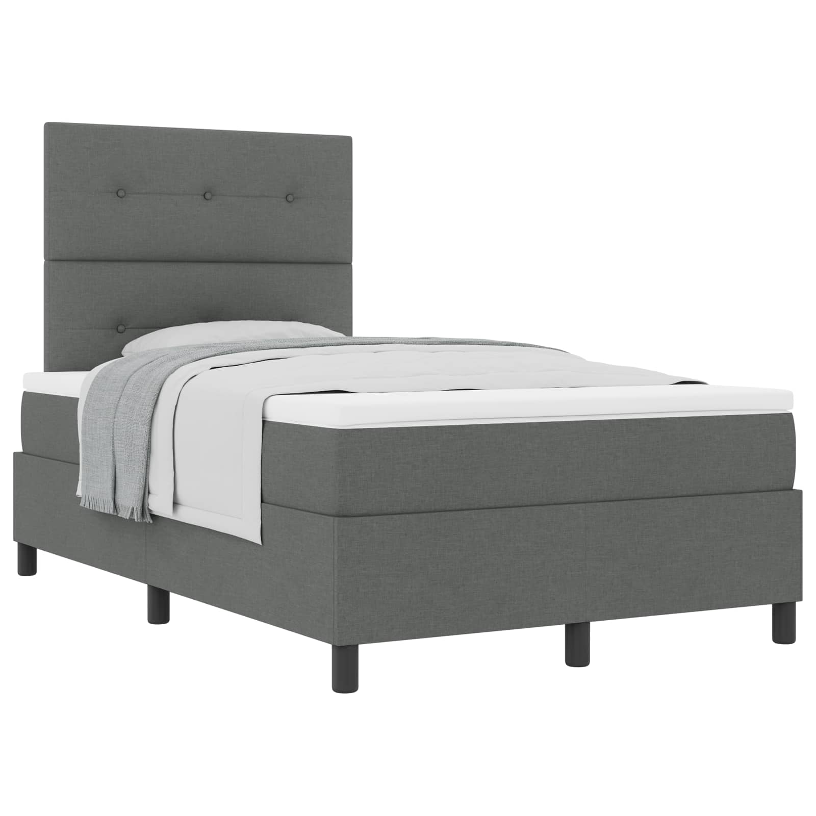 Boxspringbed met hoofdeinde Donkergrijs 120 x 200 cm Stof