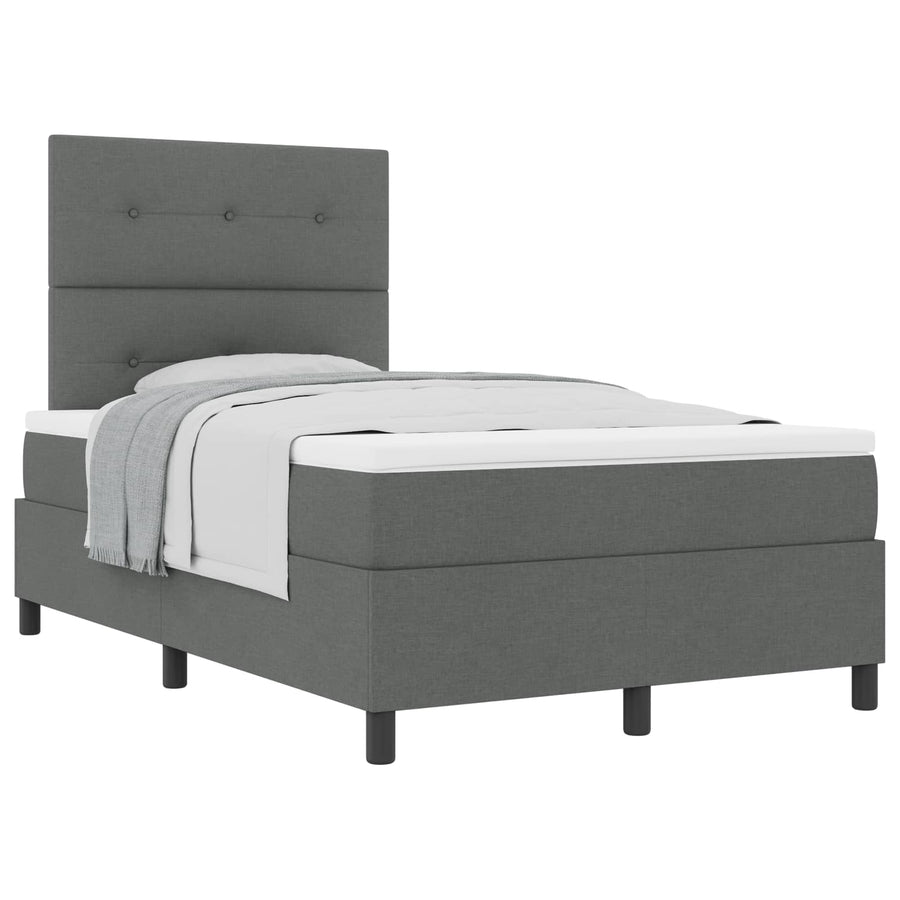 Boxspringbed met hoofdeinde Donkergrijs 120 x 200 cm Stof