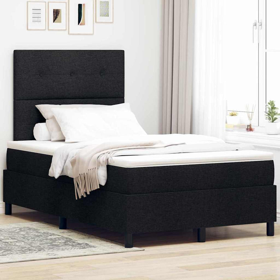 Boxspringbed met hoofdeinde Zwart 120 x 200 cm Stof
