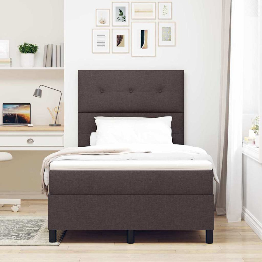 Boxspringbed met hoofdeinde Donkerbruin 120 x 200 cm Stof