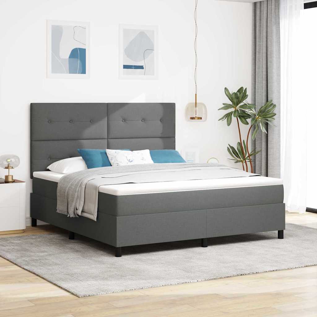 Boxspringbed met hoofdeinde Donkergrijs 180 x 200 cm Stof
