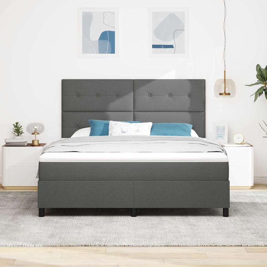 Boxspringbed met hoofdeinde Donkergrijs 180 x 200 cm Stof