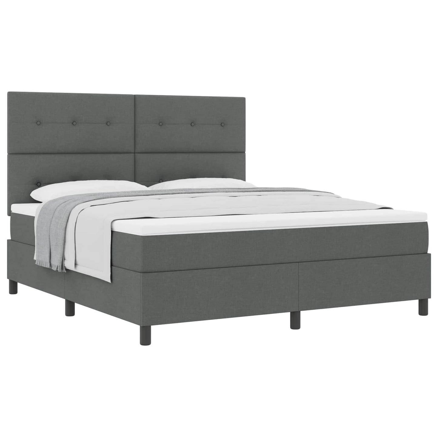 Boxspringbed met hoofdeinde Donkergrijs 180 x 200 cm Stof
