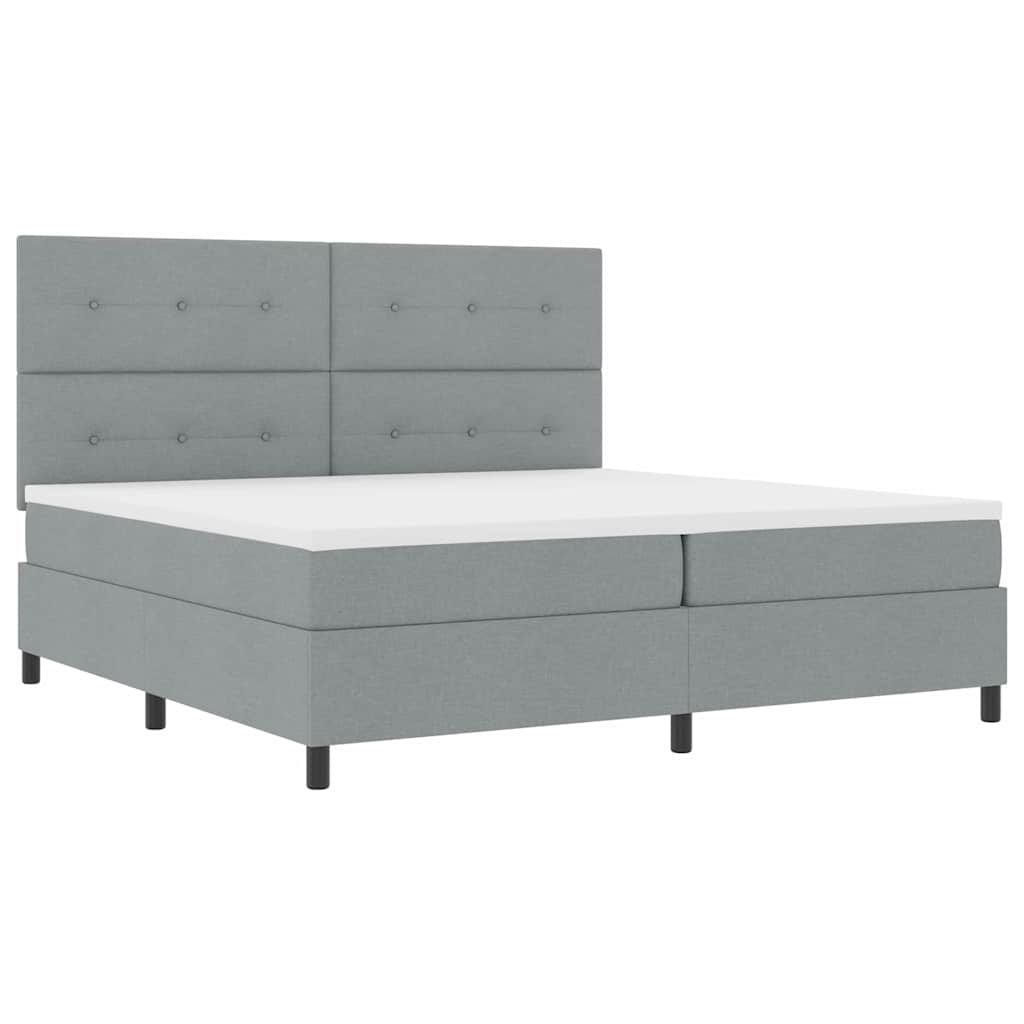 Boxspringbed met hoofdeinde Lichtgrijs 200 x 200 cm Stof