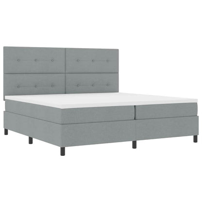 Boxspringbed met hoofdeinde Lichtgrijs 200 x 200 cm Stof