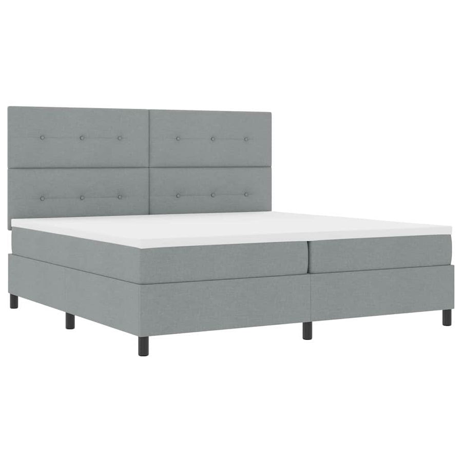 Boxspringbed met hoofdeinde Lichtgrijs 200 x 200 cm Stof