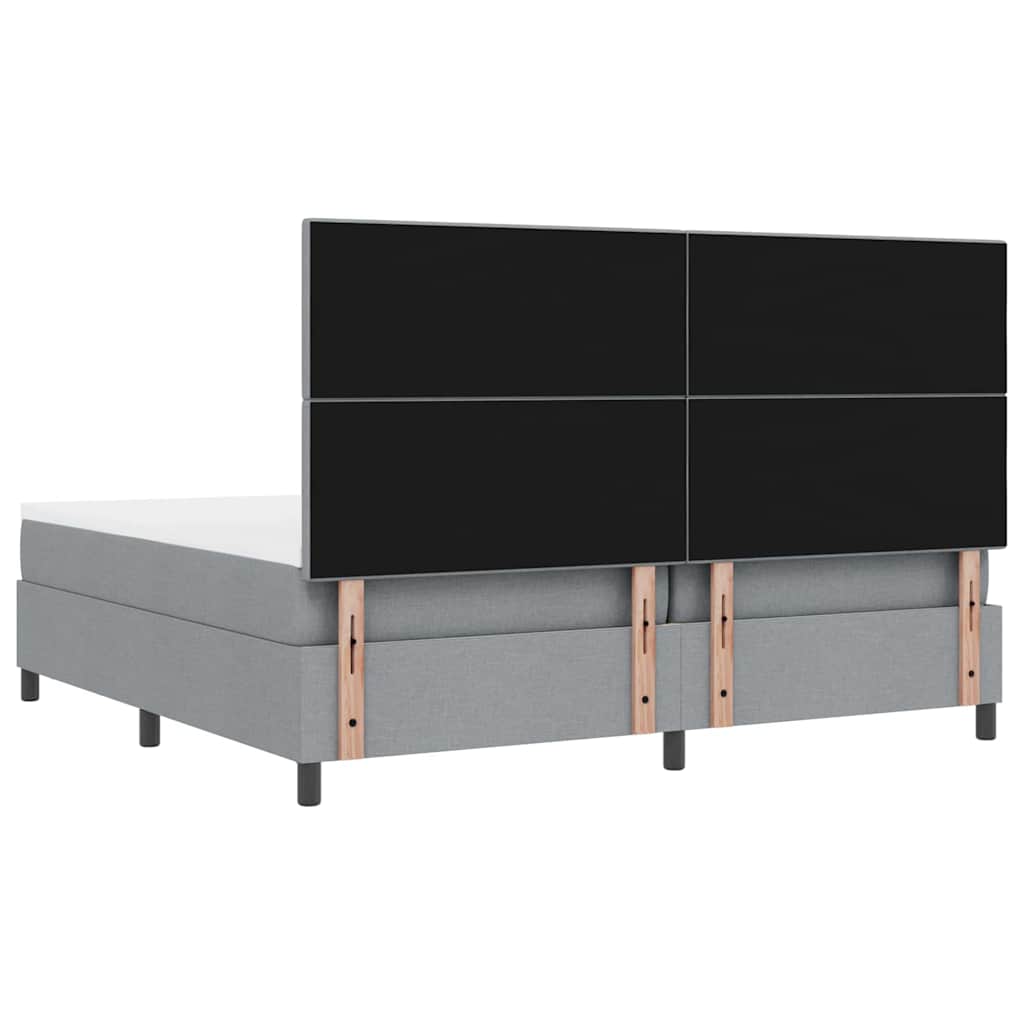 Boxspringbed met hoofdeinde Lichtgrijs 200 x 200 cm Stof