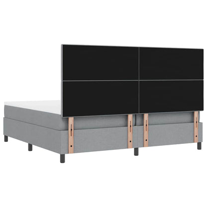 Boxspringbed met hoofdeinde Lichtgrijs 200 x 200 cm Stof