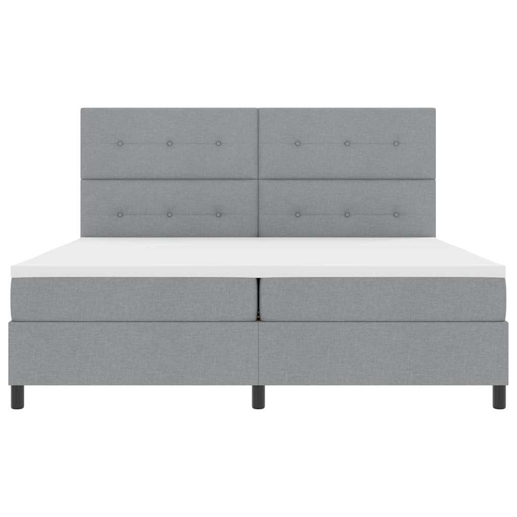 Boxspringbed met hoofdeinde Lichtgrijs 200 x 200 cm Stof