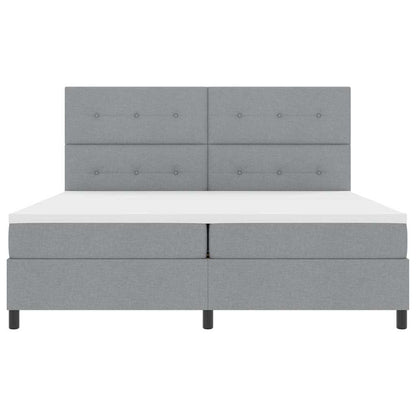 Boxspringbed met hoofdeinde Lichtgrijs 200 x 200 cm Stof