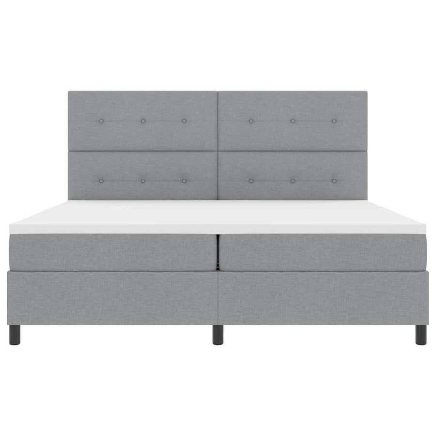 Boxspringbed met hoofdeinde Lichtgrijs 200 x 200 cm Stof