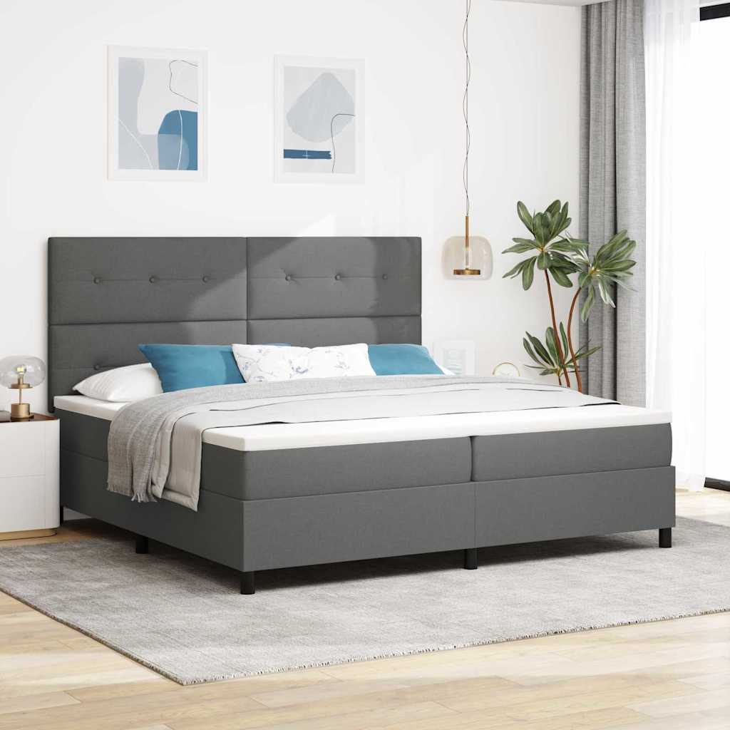 Boxspringbed met hoofdeinde Donkergrijs 200 x 200 cm Stof