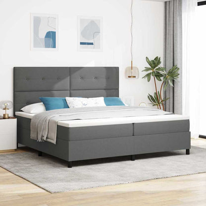 Boxspringbed met hoofdeinde Donkergrijs 200 x 200 cm Stof