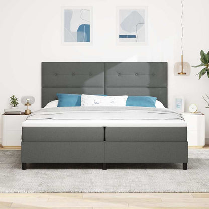 Boxspringbed met hoofdeinde Donkergrijs 200 x 200 cm Stof