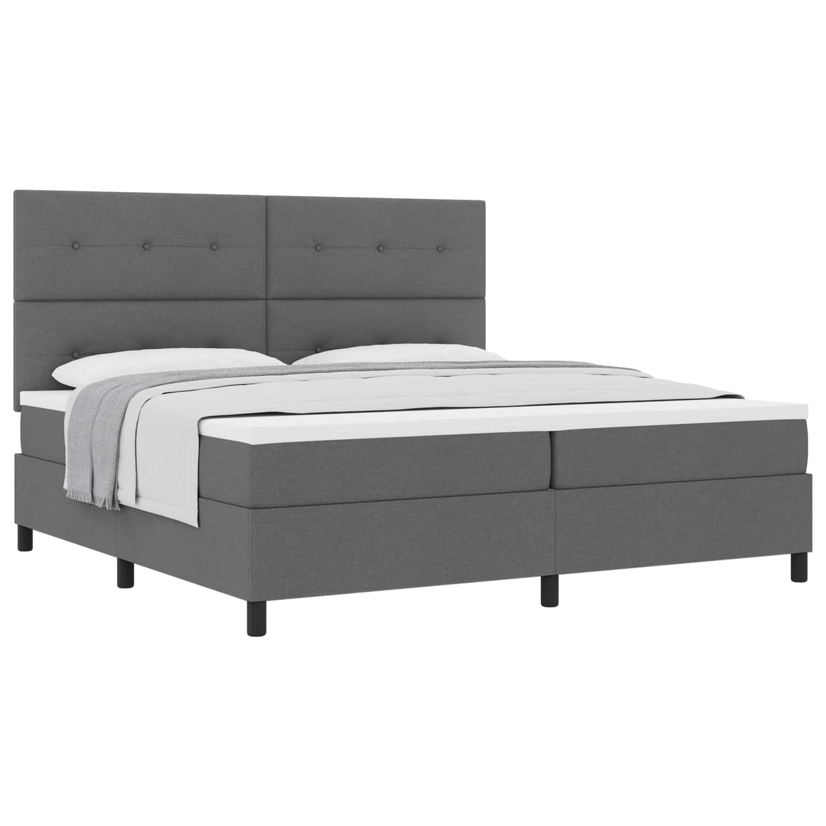 Boxspringbed met hoofdeinde Donkergrijs 200 x 200 cm Stof