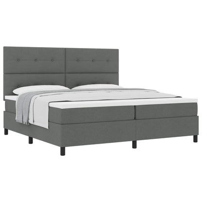 Boxspringbed met hoofdeinde Donkergrijs 200 x 200 cm Stof