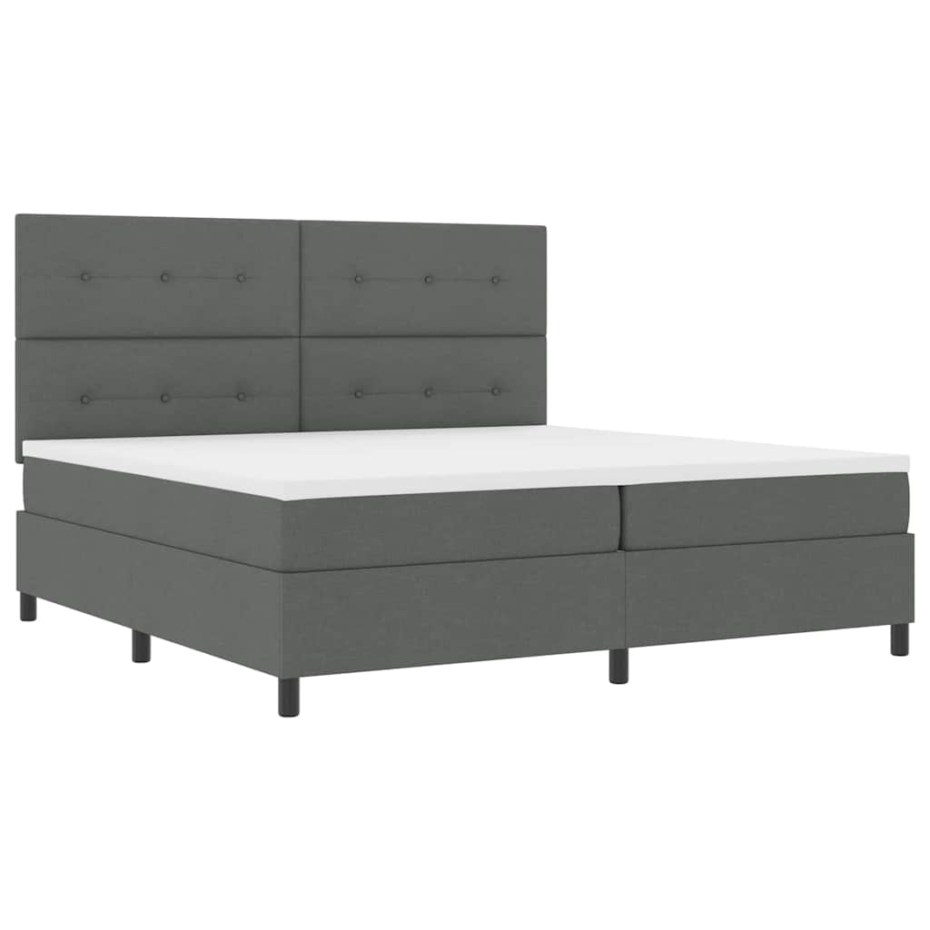 Boxspringbed met hoofdeinde Donkergrijs 200 x 200 cm Stof