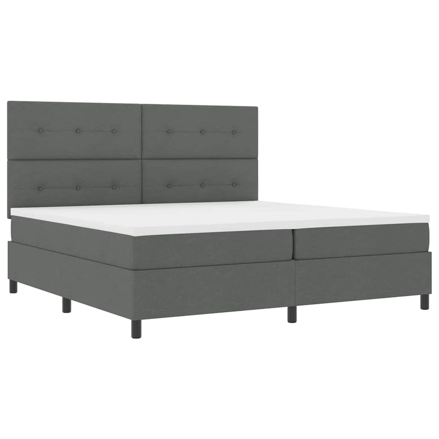 Boxspringbed met hoofdeinde Donkergrijs 200 x 200 cm Stof