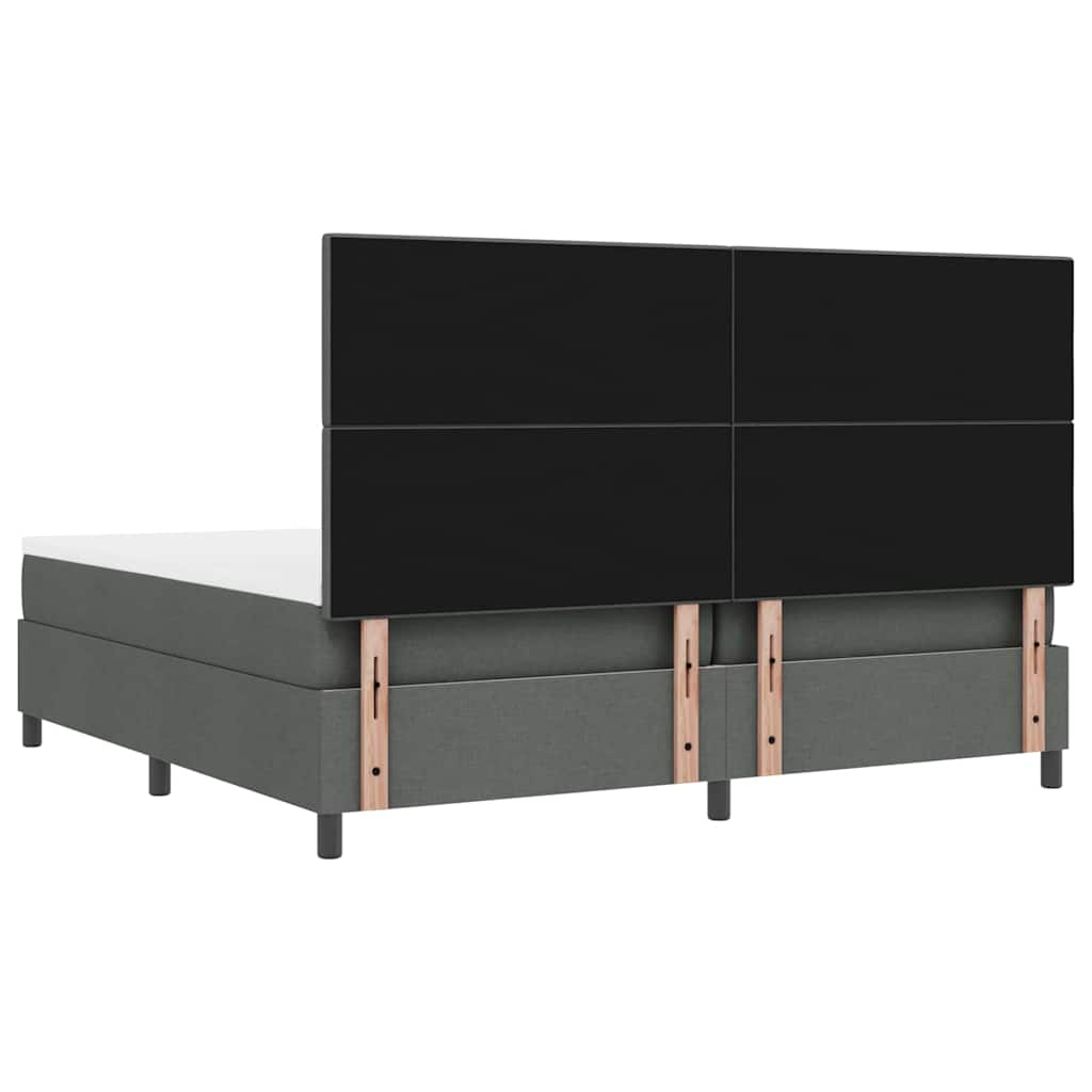 Boxspringbed met hoofdeinde Donkergrijs 200 x 200 cm Stof