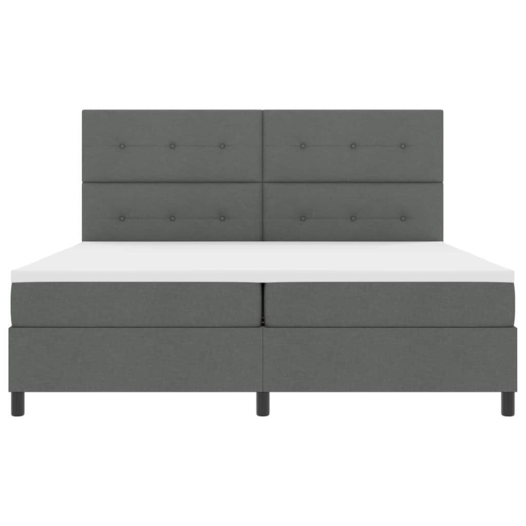 Boxspringbed met hoofdeinde Donkergrijs 200 x 200 cm Stof