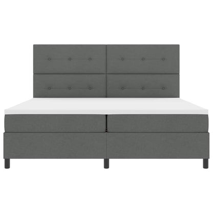 Boxspringbed met hoofdeinde Donkergrijs 200 x 200 cm Stof