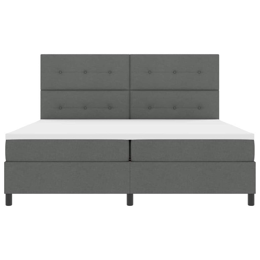 Boxspringbed met hoofdeinde Donkergrijs 200 x 200 cm Stof
