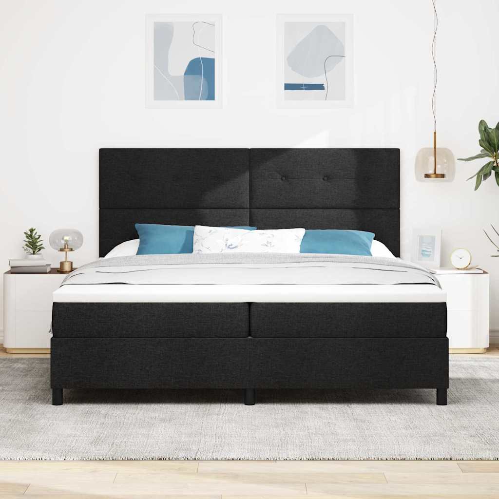 Boxspringbed met hoofdeinde Zwart 200 x 200 cm Stof