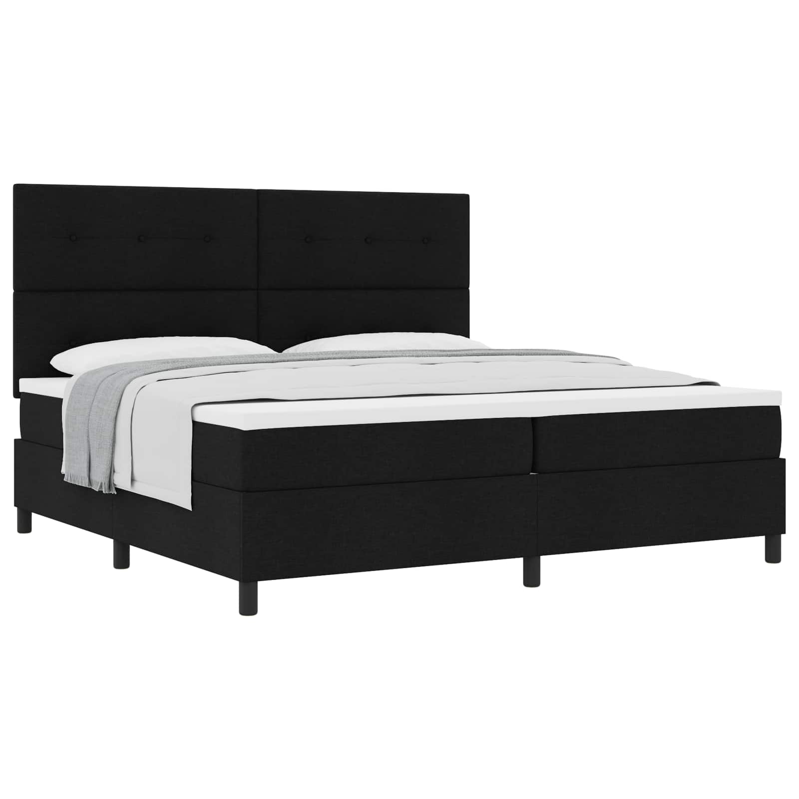 Boxspringbed met hoofdeinde Zwart 200 x 200 cm Stof