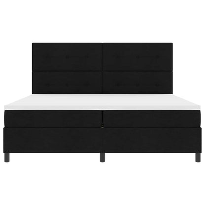 Boxspringbed met hoofdeinde Zwart 200 x 200 cm Stof