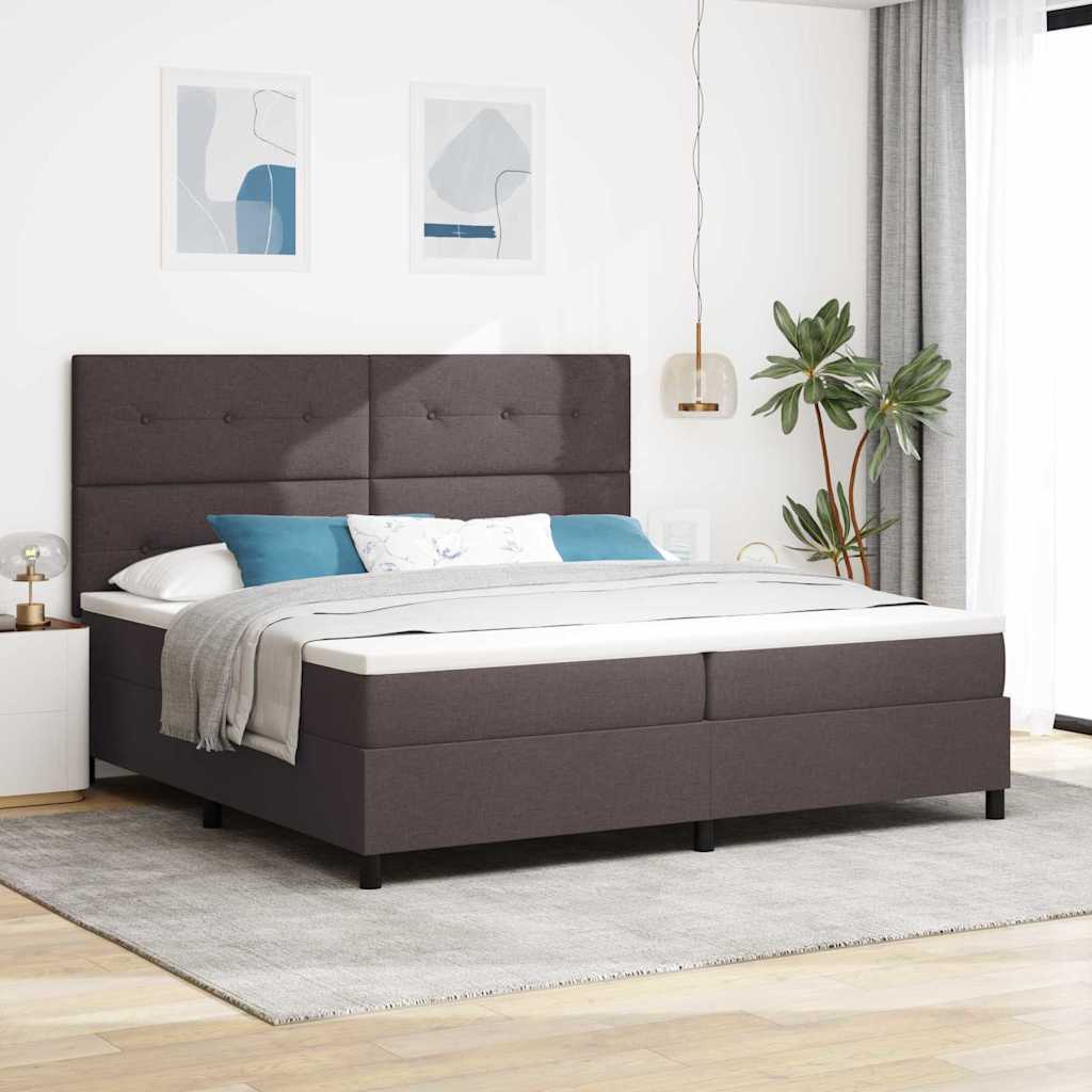 Boxspringbed met hoofdeinde Donkerbruin 200 x 200 cm Stof