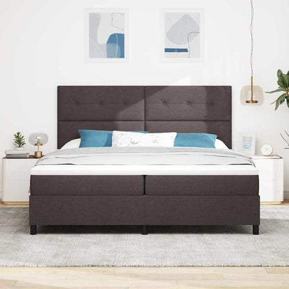 Boxspringbed met hoofdeinde Donkerbruin 200 x 200 cm Stof