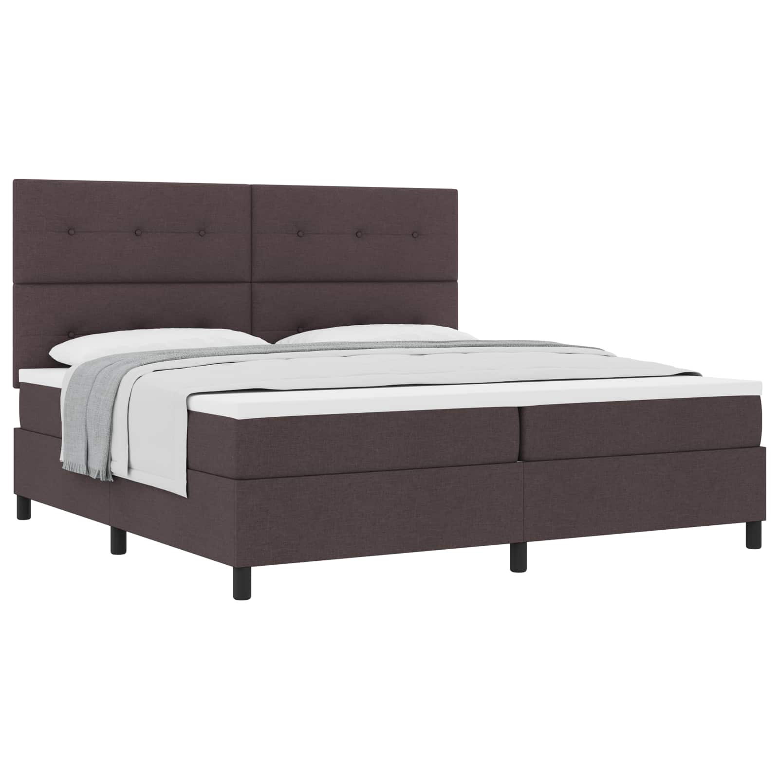 Boxspringbed met hoofdeinde Donkerbruin 200 x 200 cm Stof