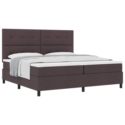 Boxspringbed met hoofdeinde Donkerbruin 200 x 200 cm Stof