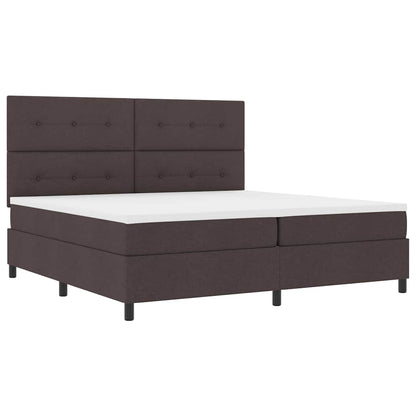 Boxspringbed met hoofdeinde Donkerbruin 200 x 200 cm Stof
