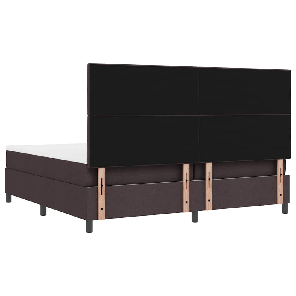 Boxspringbed met hoofdeinde Donkerbruin 200 x 200 cm Stof