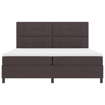 Boxspringbed met hoofdeinde Donkerbruin 200 x 200 cm Stof