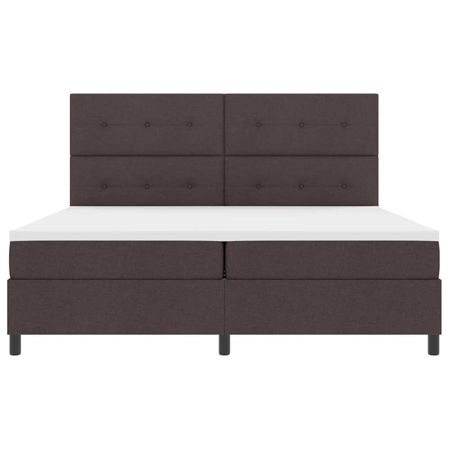 Boxspringbed met hoofdeinde Donkerbruin 200 x 200 cm Stof