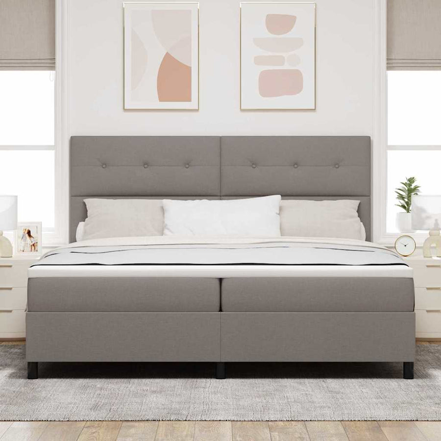 Boxspringbed met hoofdeinde Taupe 200 x 200 cm Stof