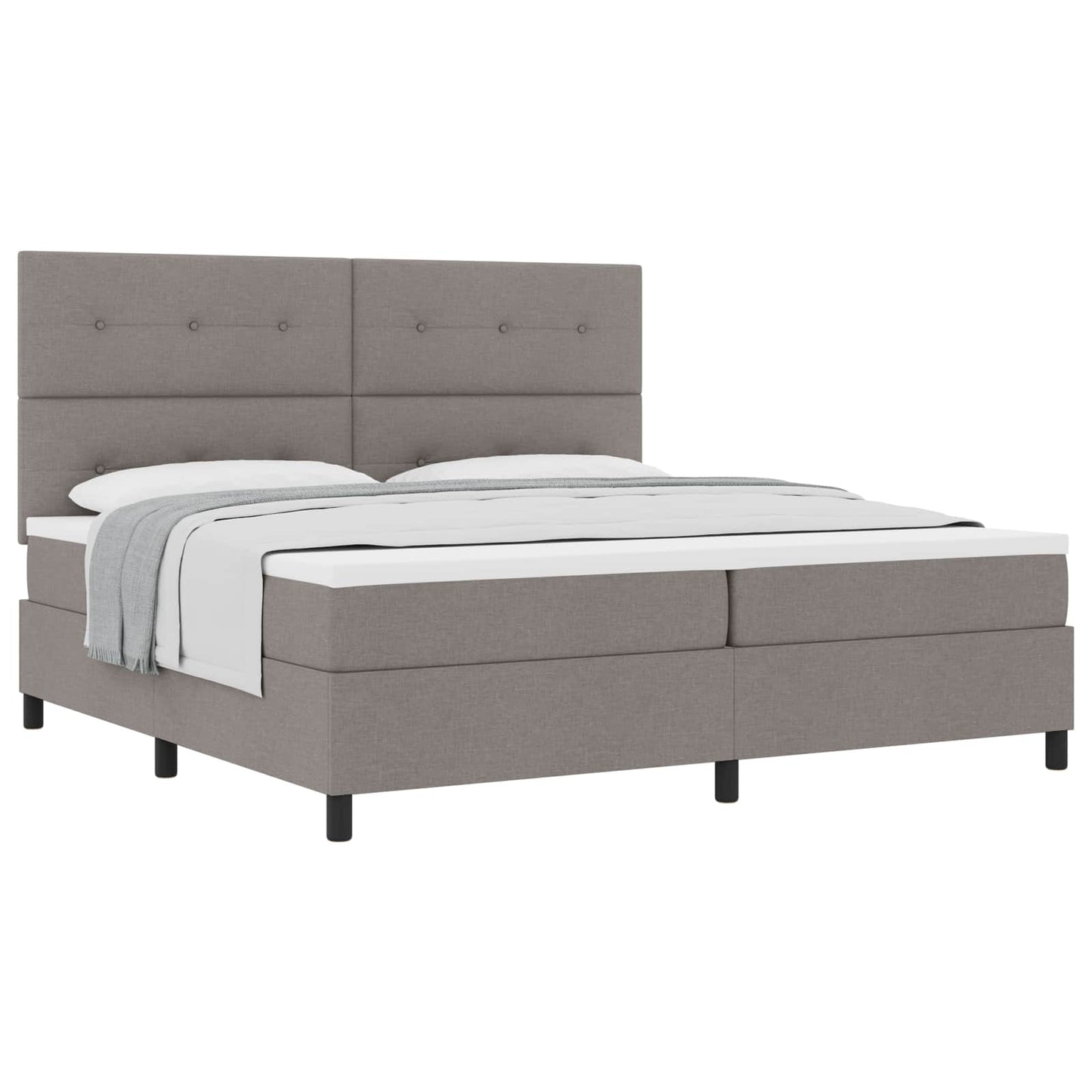 Boxspringbed met hoofdeinde Taupe 200 x 200 cm Stof