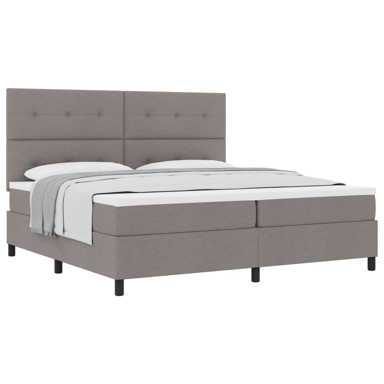Boxspringbed met hoofdeinde Taupe 200 x 200 cm Stof