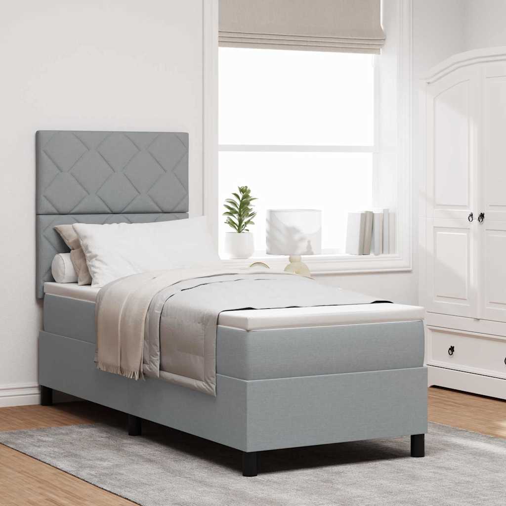 Boxspringbed met matras Lichtgrijs 80 x 200 cm Stof