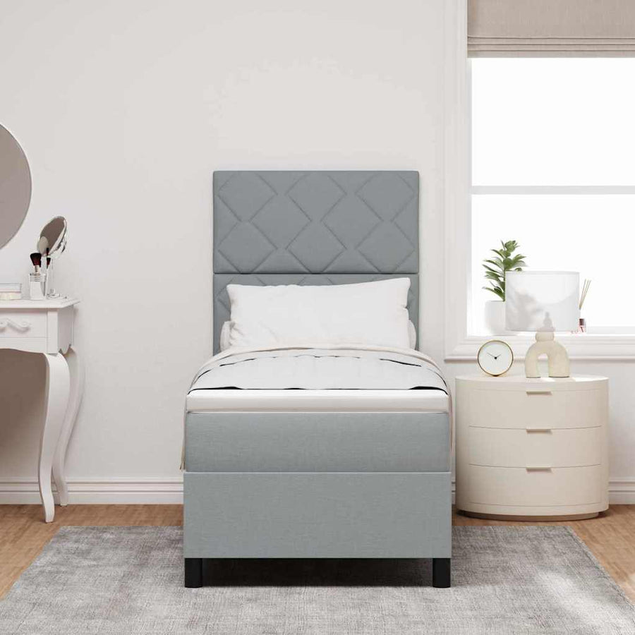 Boxspringbed met matras Lichtgrijs 80 x 200 cm Stof