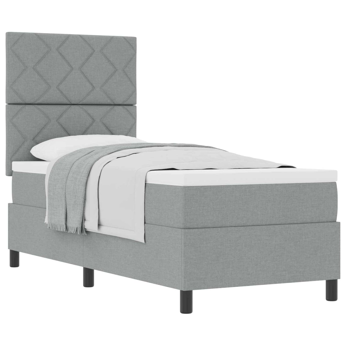 Boxspringbed met matras Lichtgrijs 80 x 200 cm Stof