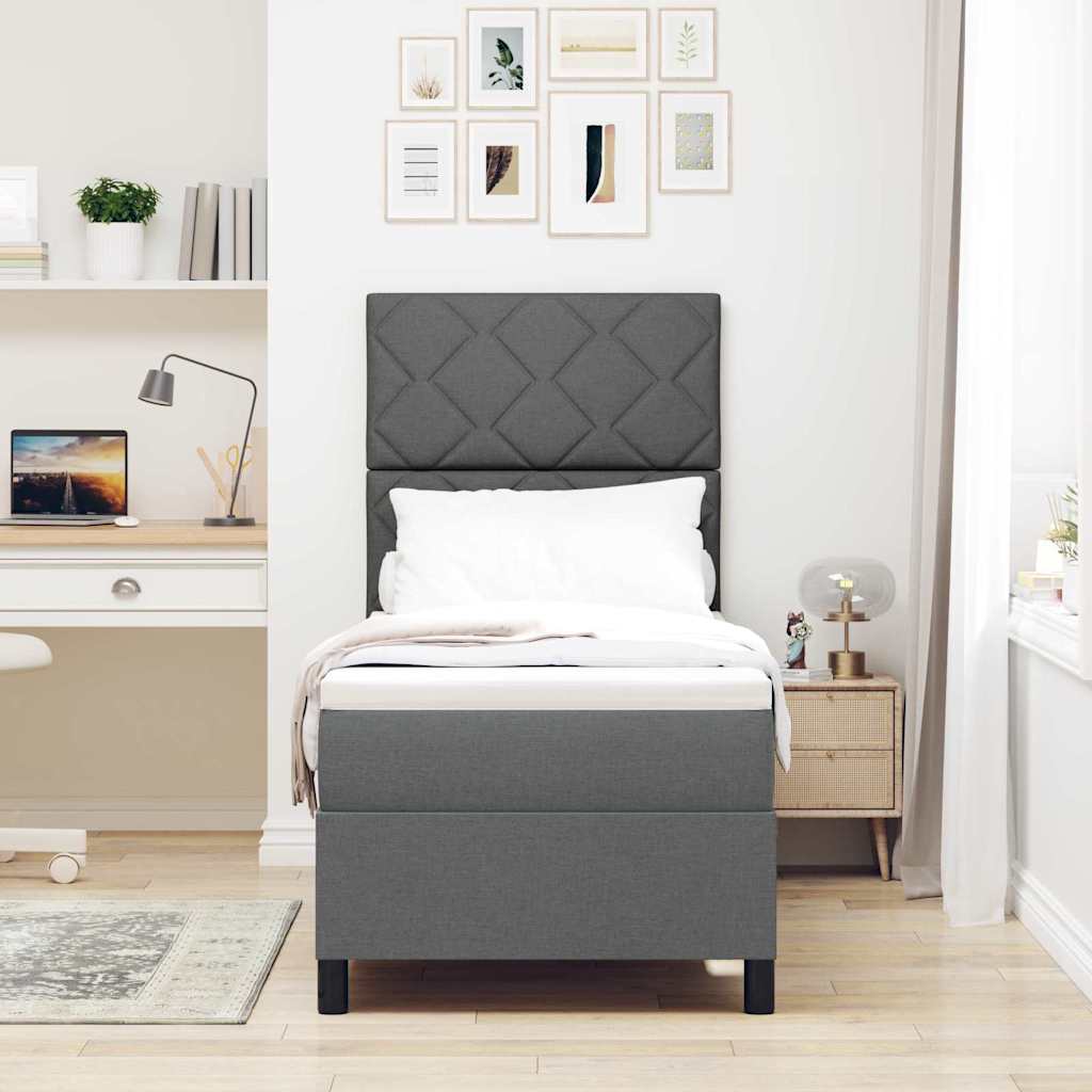 Boxspringbed met matras Donkergrijs 80 x 200 cm Stof