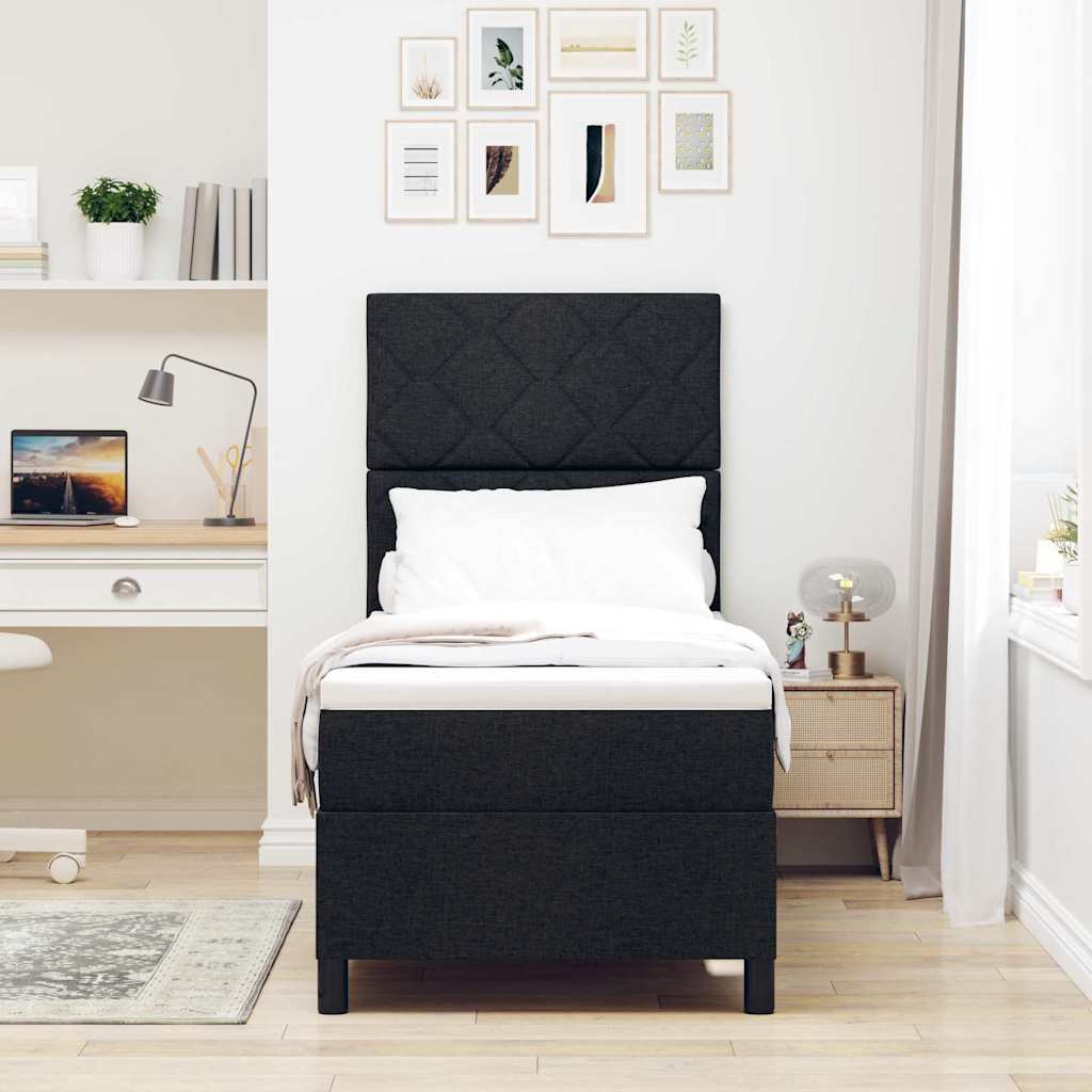 Boxspringbed met hoofdeinde Zwart 80 x 200 cm Stof