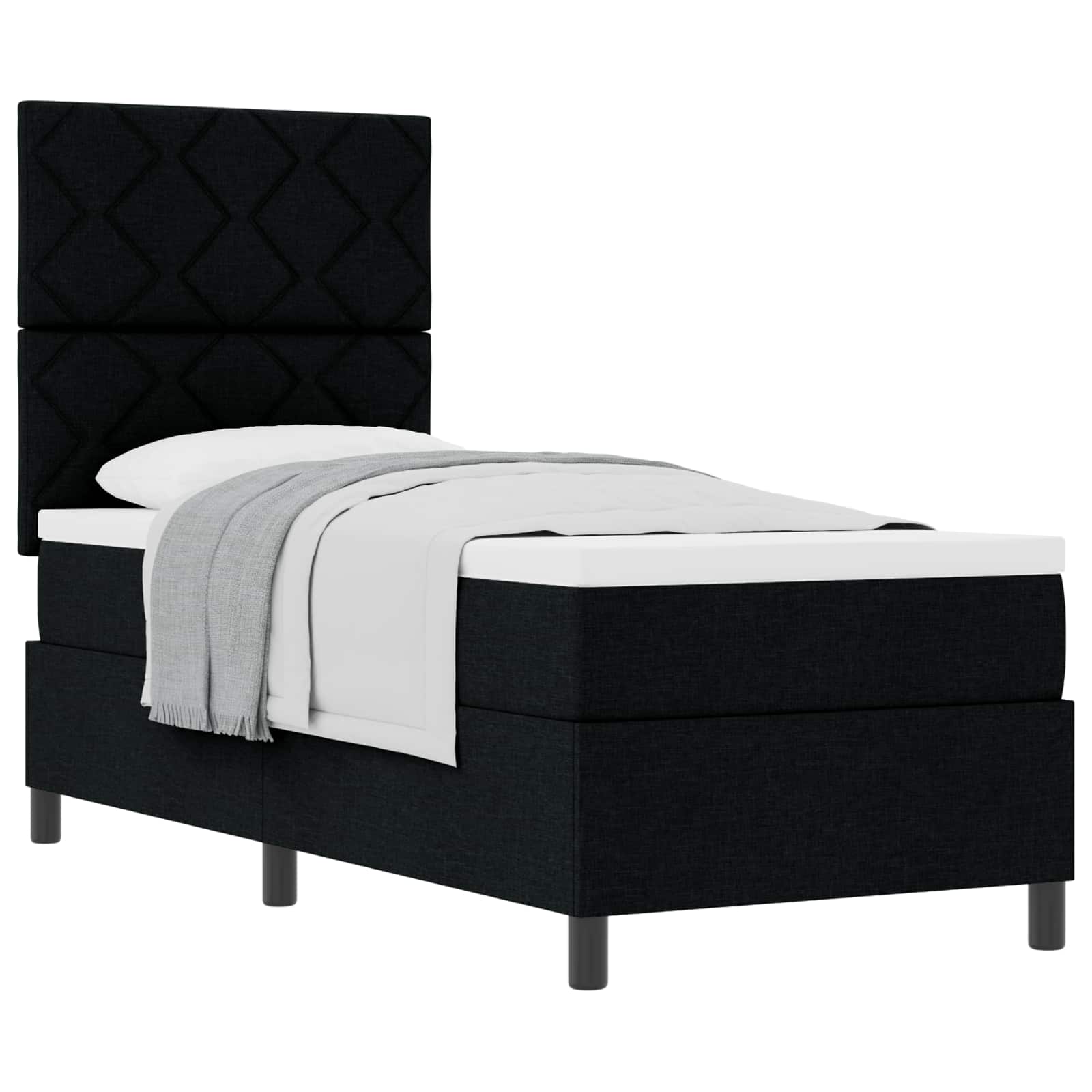 Boxspringbed met hoofdeinde Zwart 80 x 200 cm Stof