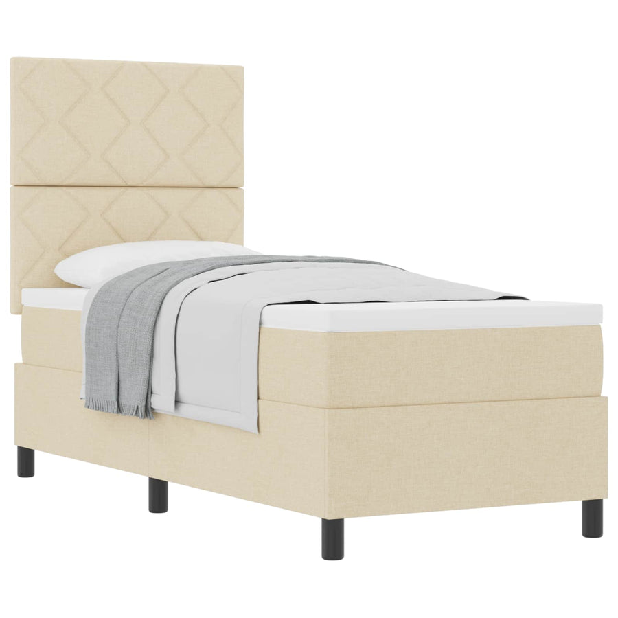 Boxspringbed met matras met hoofdeinde Crème 80 x 200 cm Stof