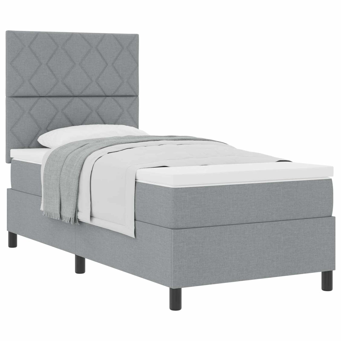 Boxspringbed met hoofdeinde Lichtgrijs 90 x 190 cm Stof